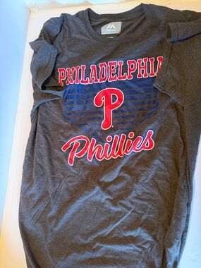 Phillies Black Graphic Tee with Red Script
